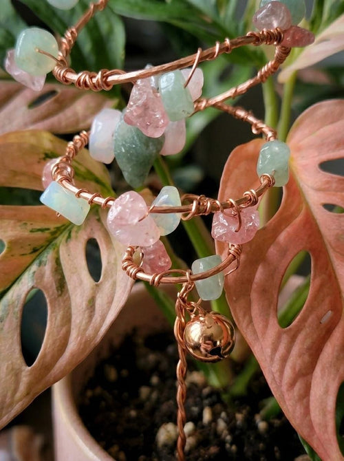 AKA Pink & Green Copper Plant Stakes, Graduation Gift for Soror, plant jewelry, Plant Stem Holder, Plant Accessories, plant stem support